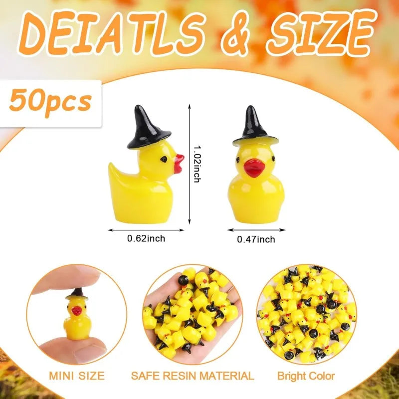 Mini Resin Duck Tiny Ducks Witch Hat Miniature for Craft Dollhouse