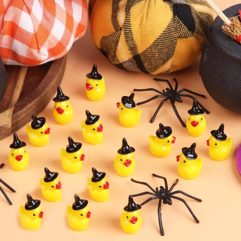 Mini Resin Duck Tiny Ducks Witch Hat Miniature for Craft Dollhouse
