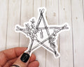 Wooden Star Witch Sticker