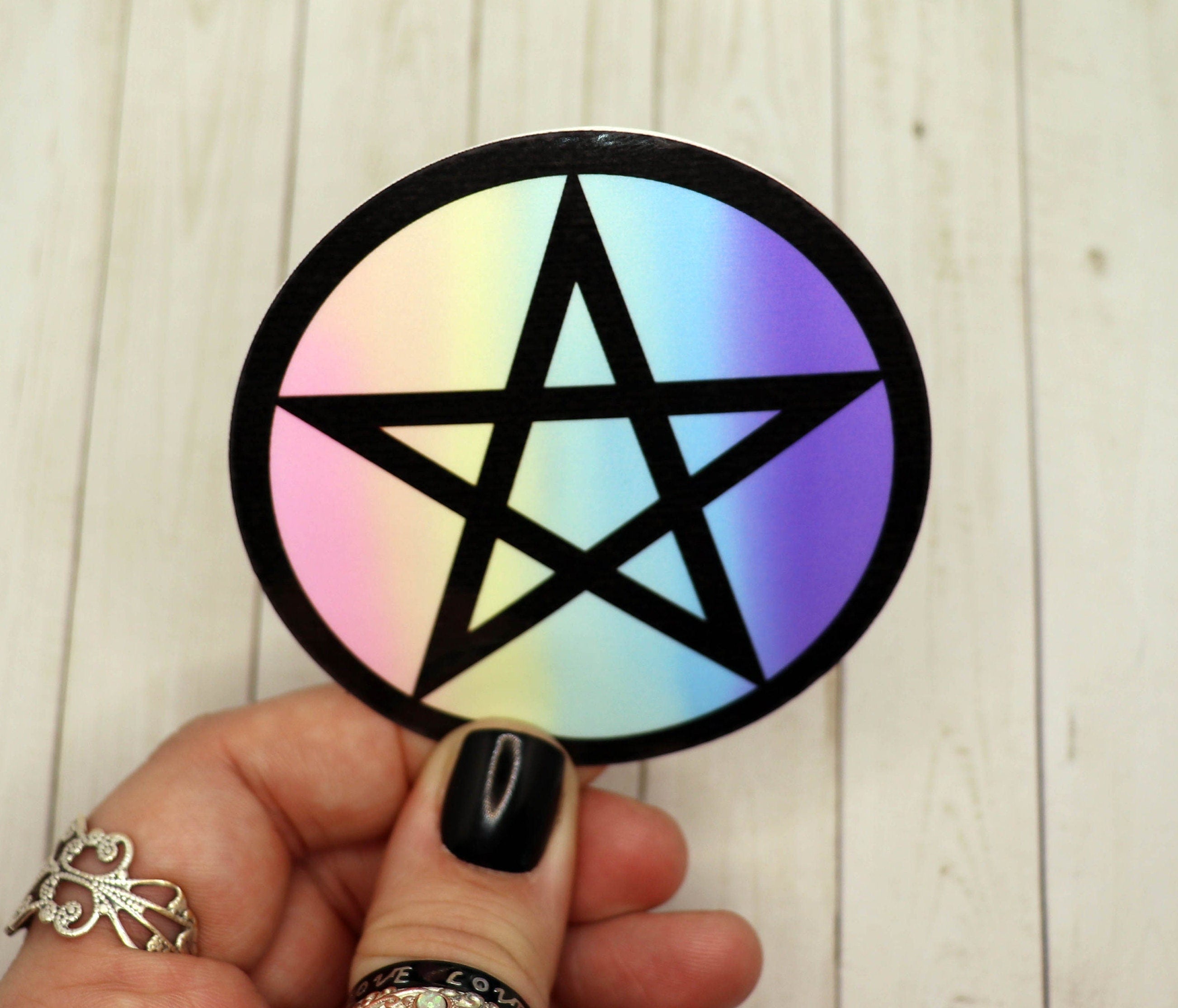 Pink and Black Pentagram Sticker