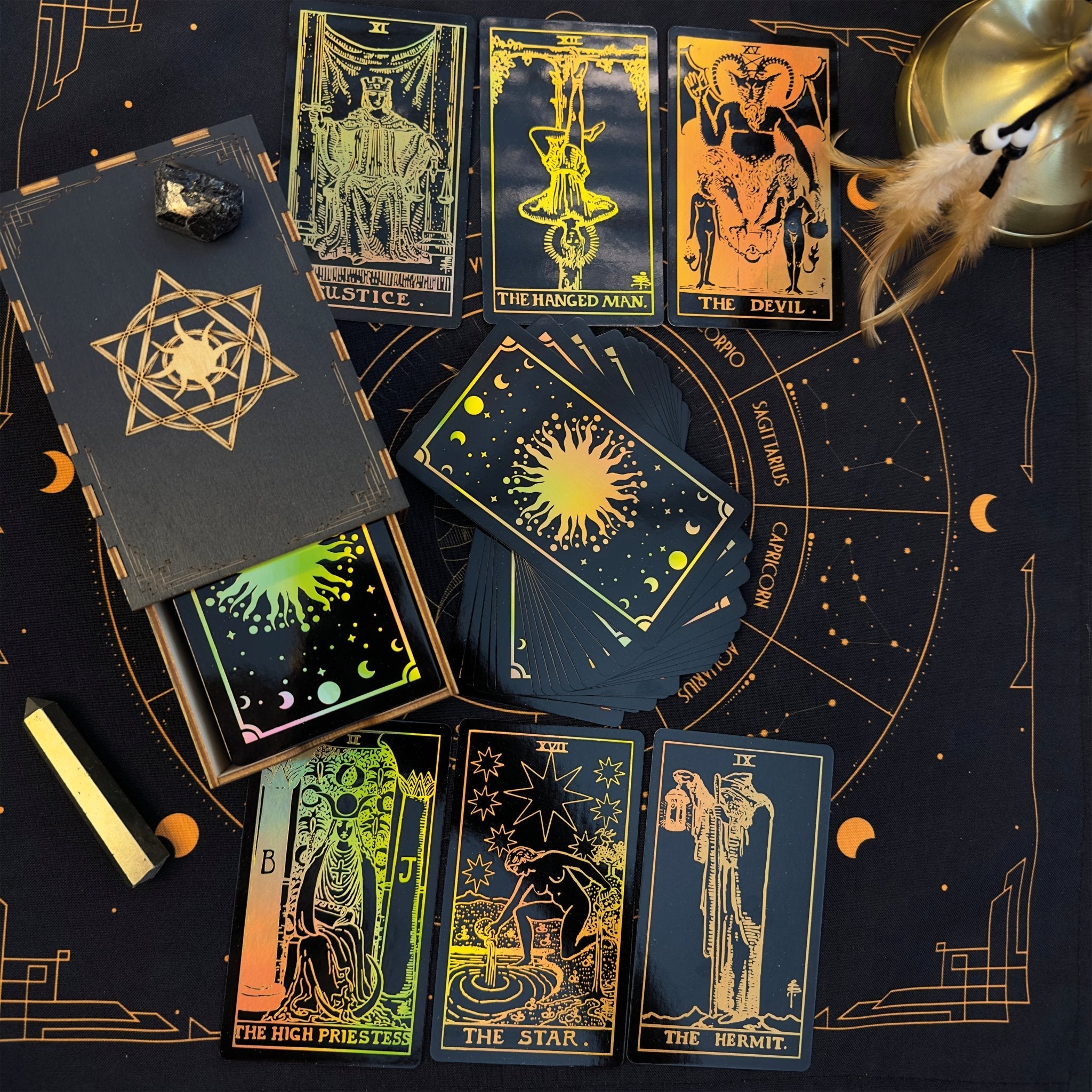 The Smith-Waite Tarot Cards Gold Rainbow Foil